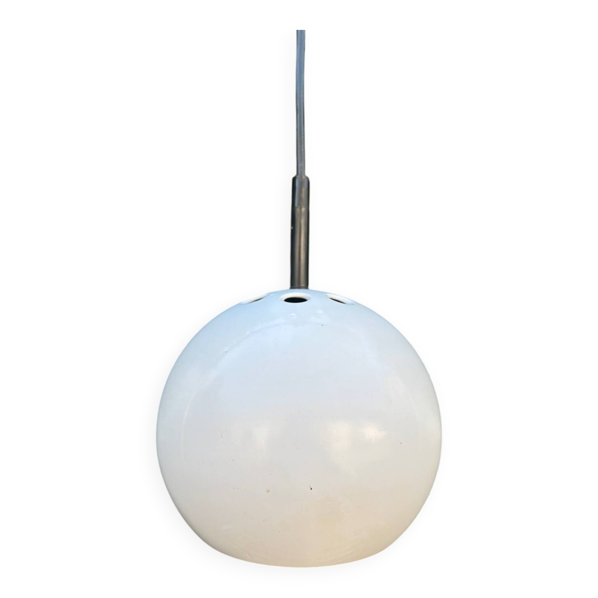 White metal eye ball pendant light by LITA vintage 1970