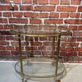 Glass and metal trolley, contains 4 bottle holders