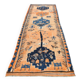 Tapis de couloir turc Orientel, orange délavé, bleu marine, 4 x 11, 105 x 339 cm, SK 23509