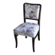 Art Deco chair in wood and white velvet, floral backrest from the 1930s.