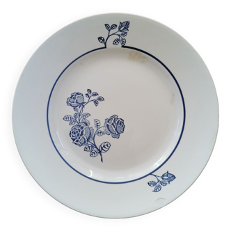 Old St Amand round dish, blue roses