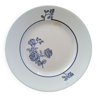 Plat rond ancien St Amand, roses bleues