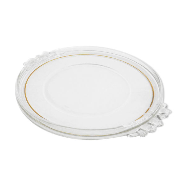 Plat rond 1940' anses fleurs