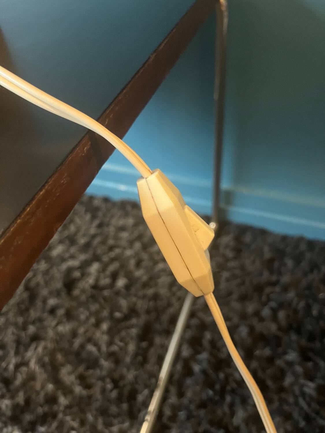 Wooden and cane foot lamp from the 60s