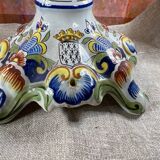 Pair of Desvres earthenware candlesticks