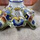 Pair of Desvres earthenware candlesticks