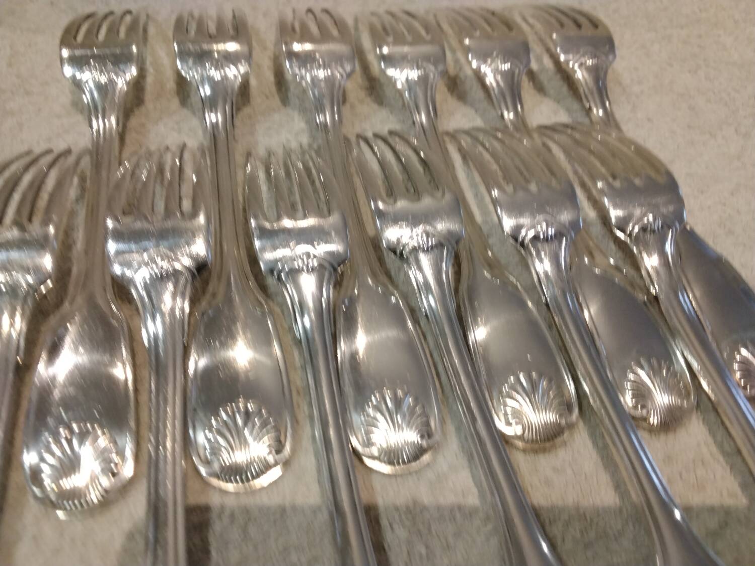 12 silver plated table forks by Christofle Vendome