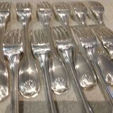 12 silver plated table forks by Christofle Vendome