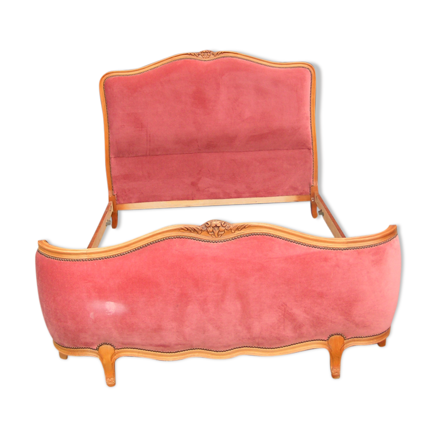 Lit corbeille velours rose  style Louis XVI