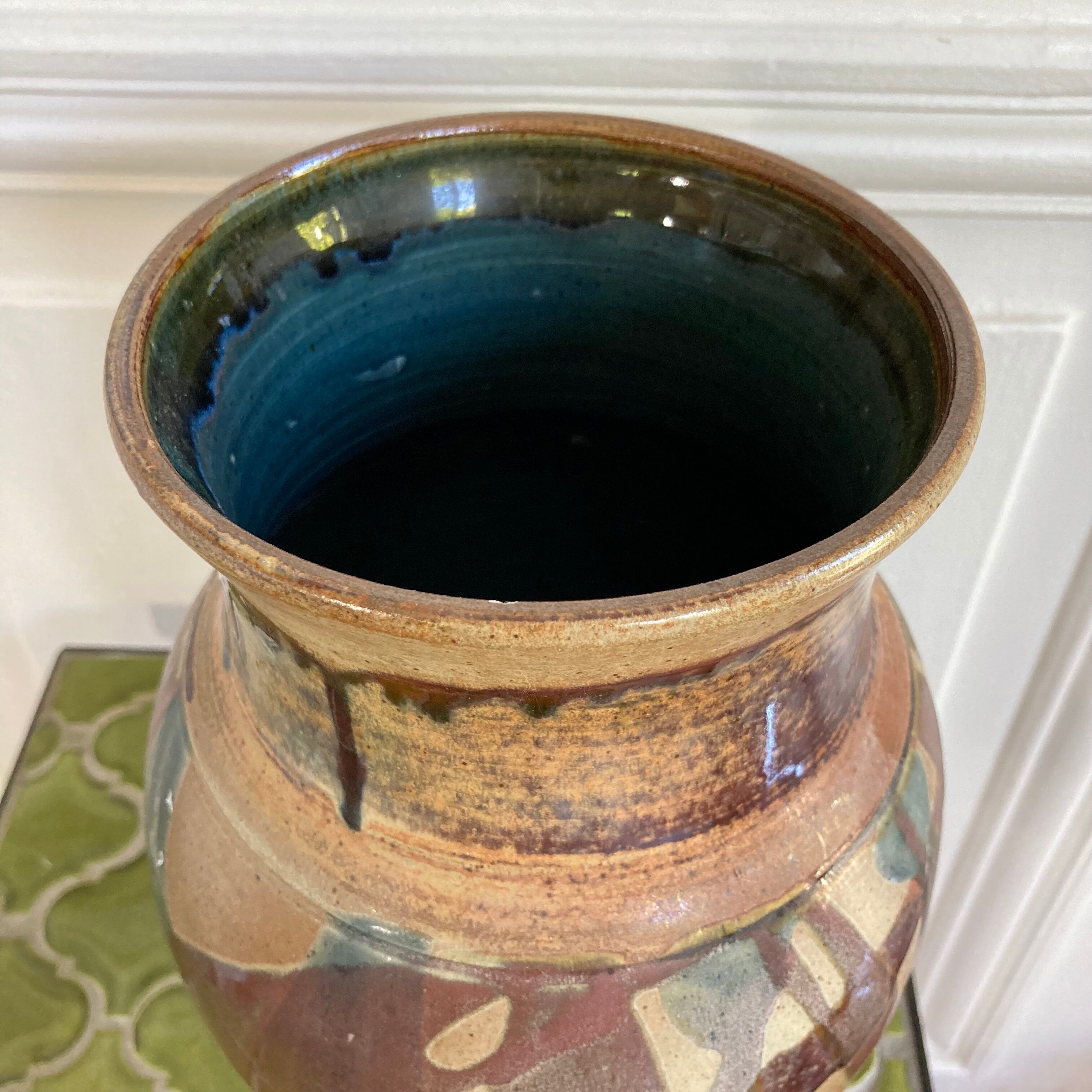 Vase poterie émaillée céramique signée