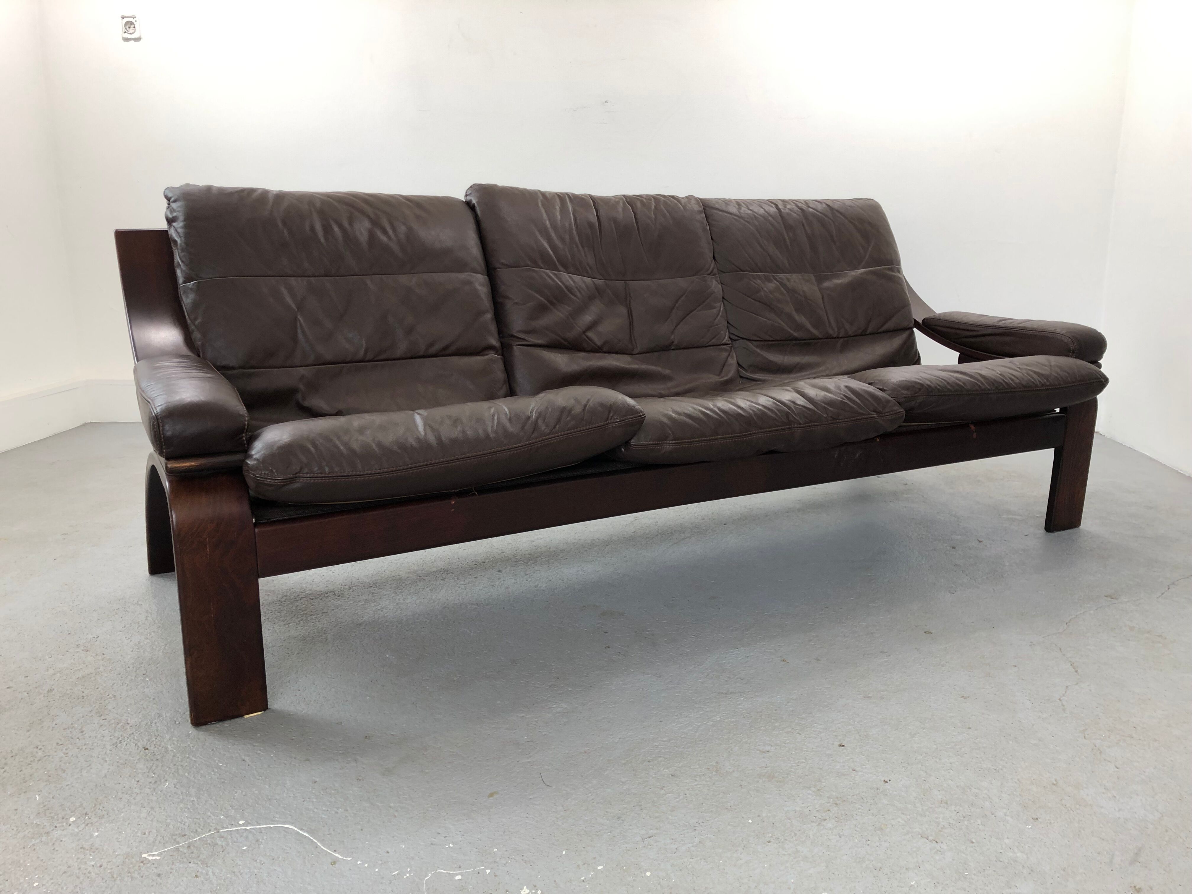 Leather Sofa, Sweden, 1970s