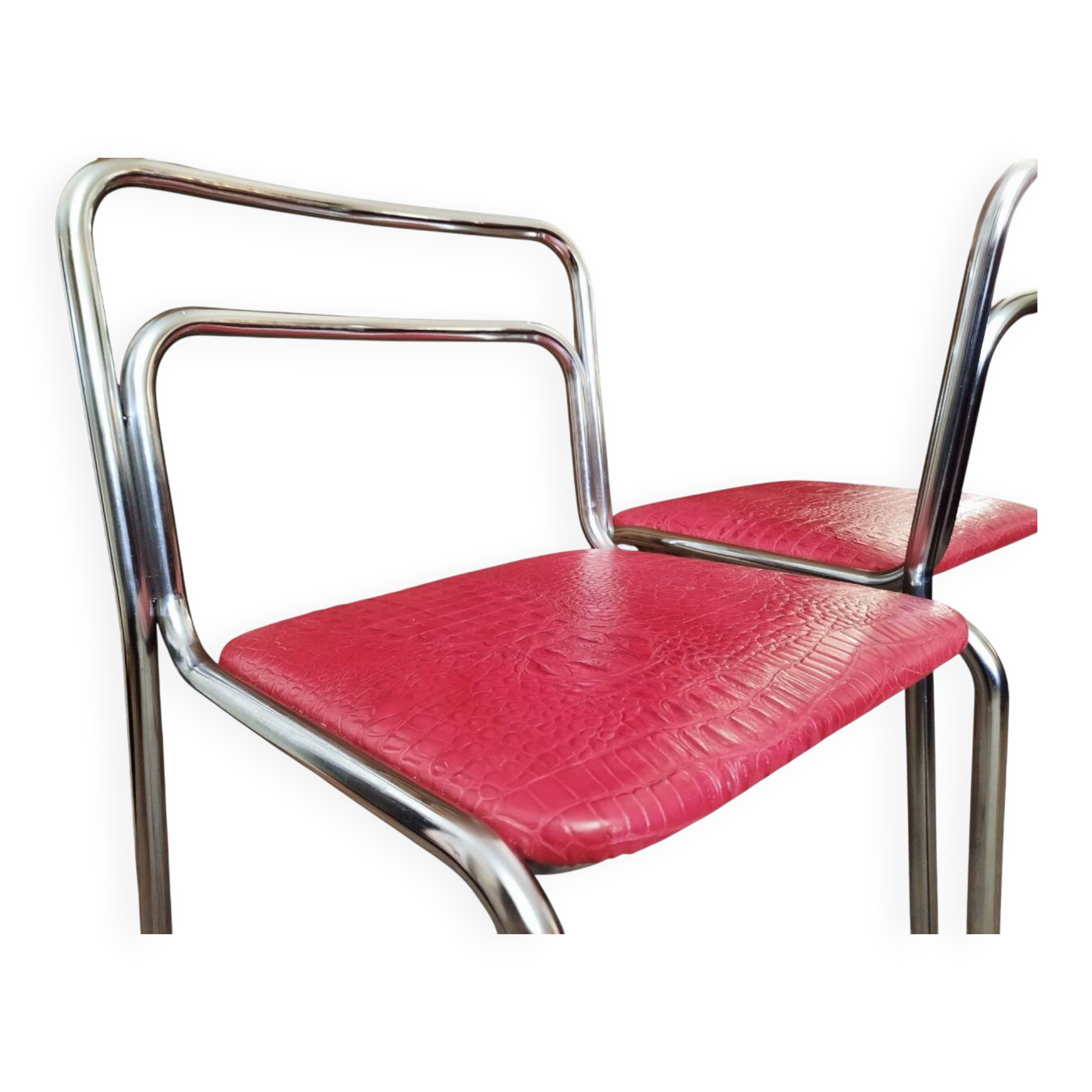 2 chaises en cuir, années 60-70