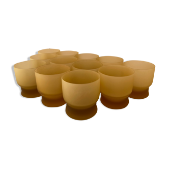 Lot de 12 verres dépolis couleur ocre