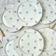 6 Flat plates porcelain white flowers golden Limoges Mehun