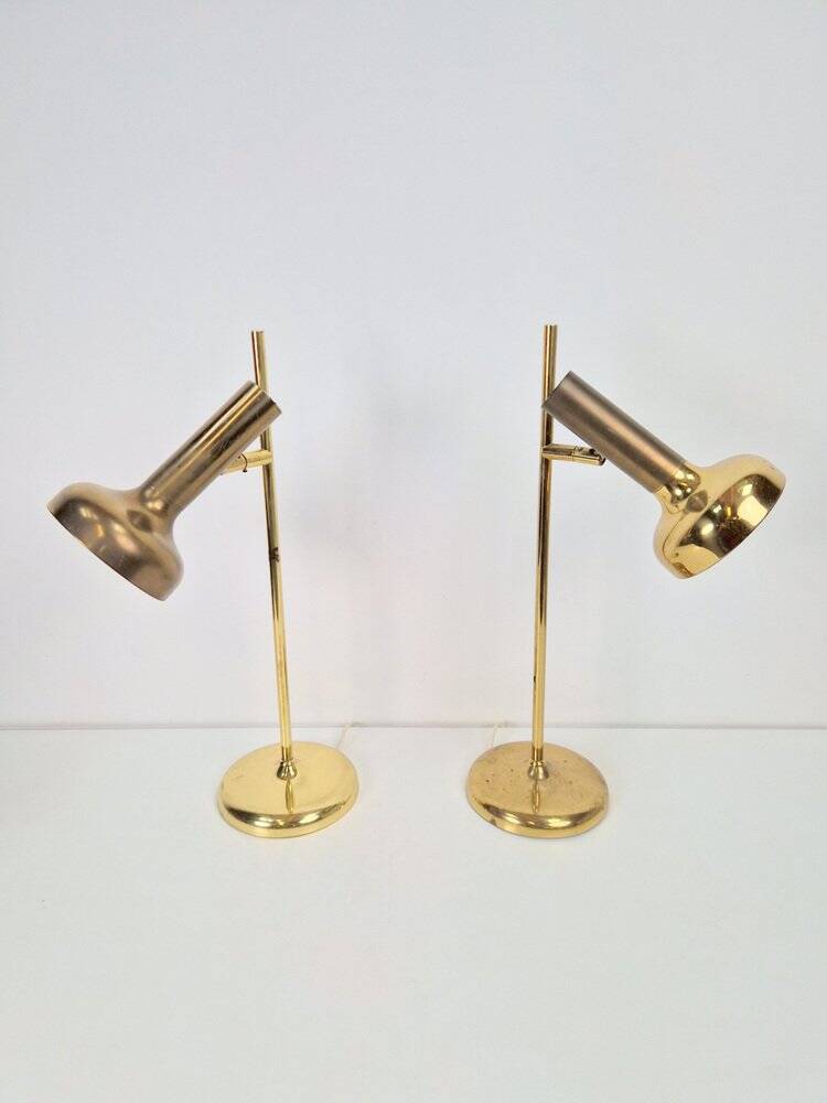 Vintage Brass Trumpet Table Lamps by Solken Leuchten, 1970s, Set of 2