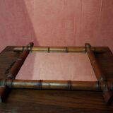 Ancien miroir bois style bambou décoration 38x45 vintage