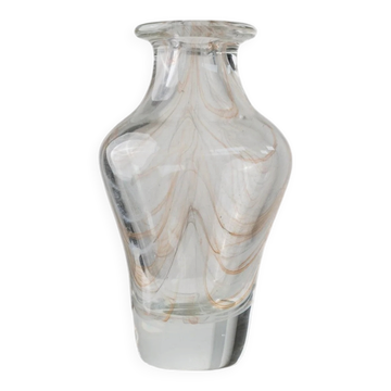 Vase vintage en verre de Murano - verre transparent subtilement tourbillonné - Italie années 1970 - décoration de table, idée cadeau