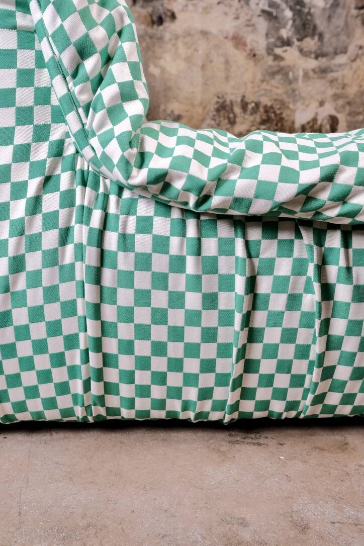 2-seater sofa in checked fabric, France, 1980