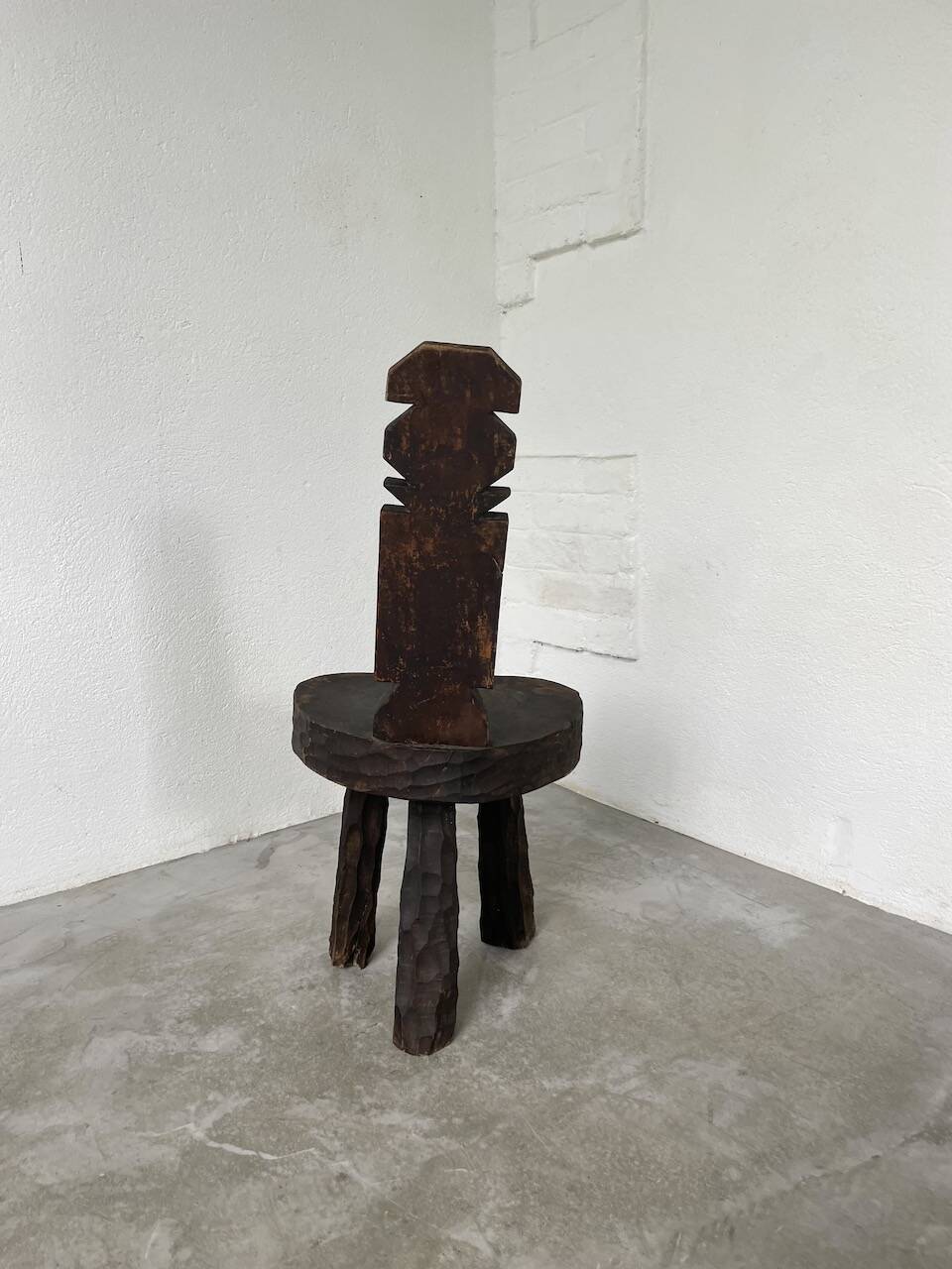 Brutalist stool with African influence