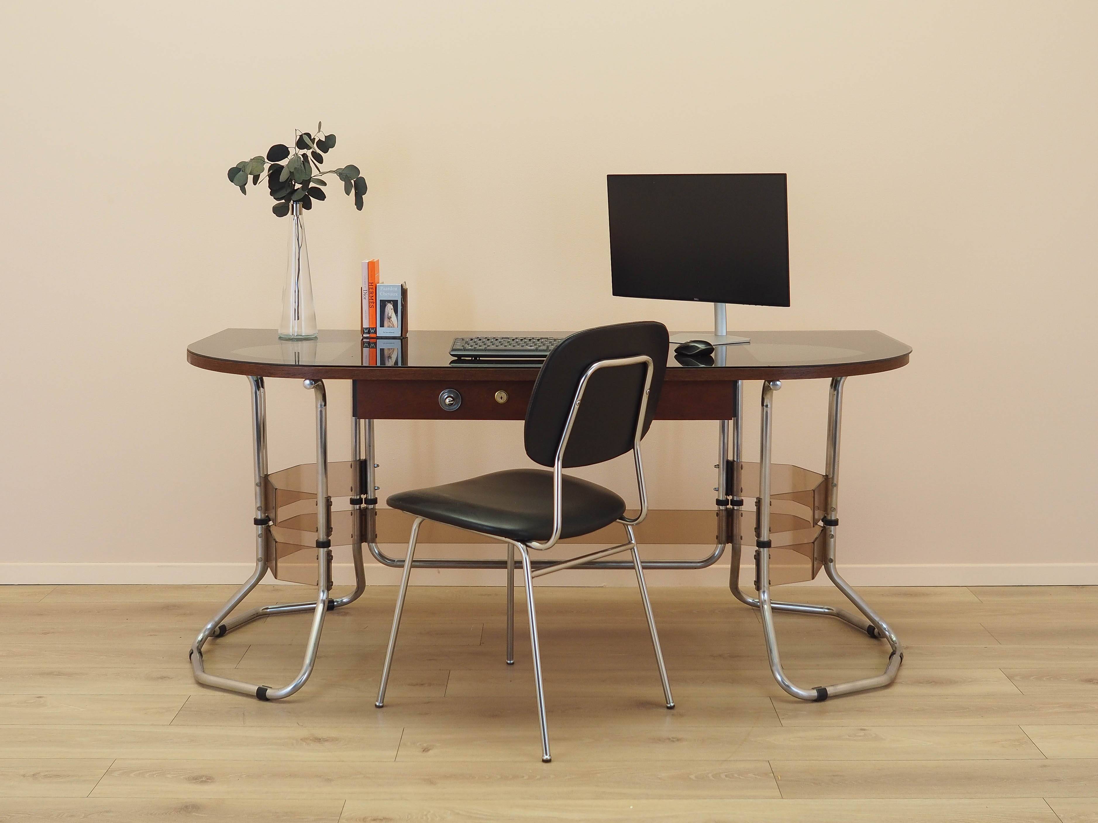 Mahogany desk, Italian design, 1980s, made in Italy