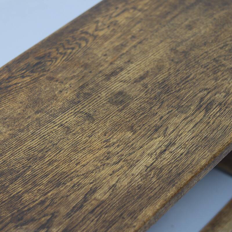 Antique Oak Coffee Table with Reclaimed Flax Base