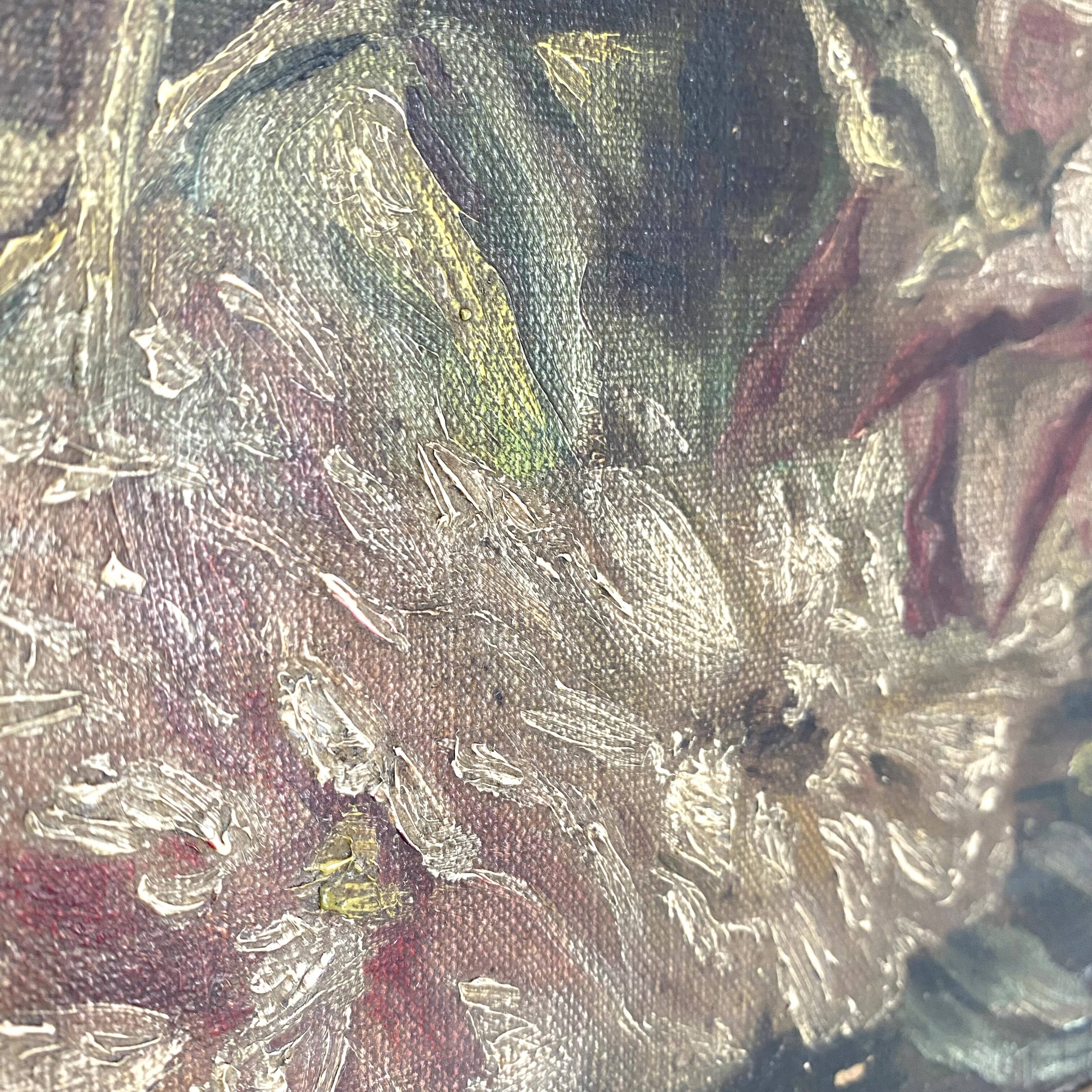 Flower painting, oil on canvas framed