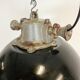 Black Enamel and Cast Iron Industrial Cage Pendant Light, 1950s