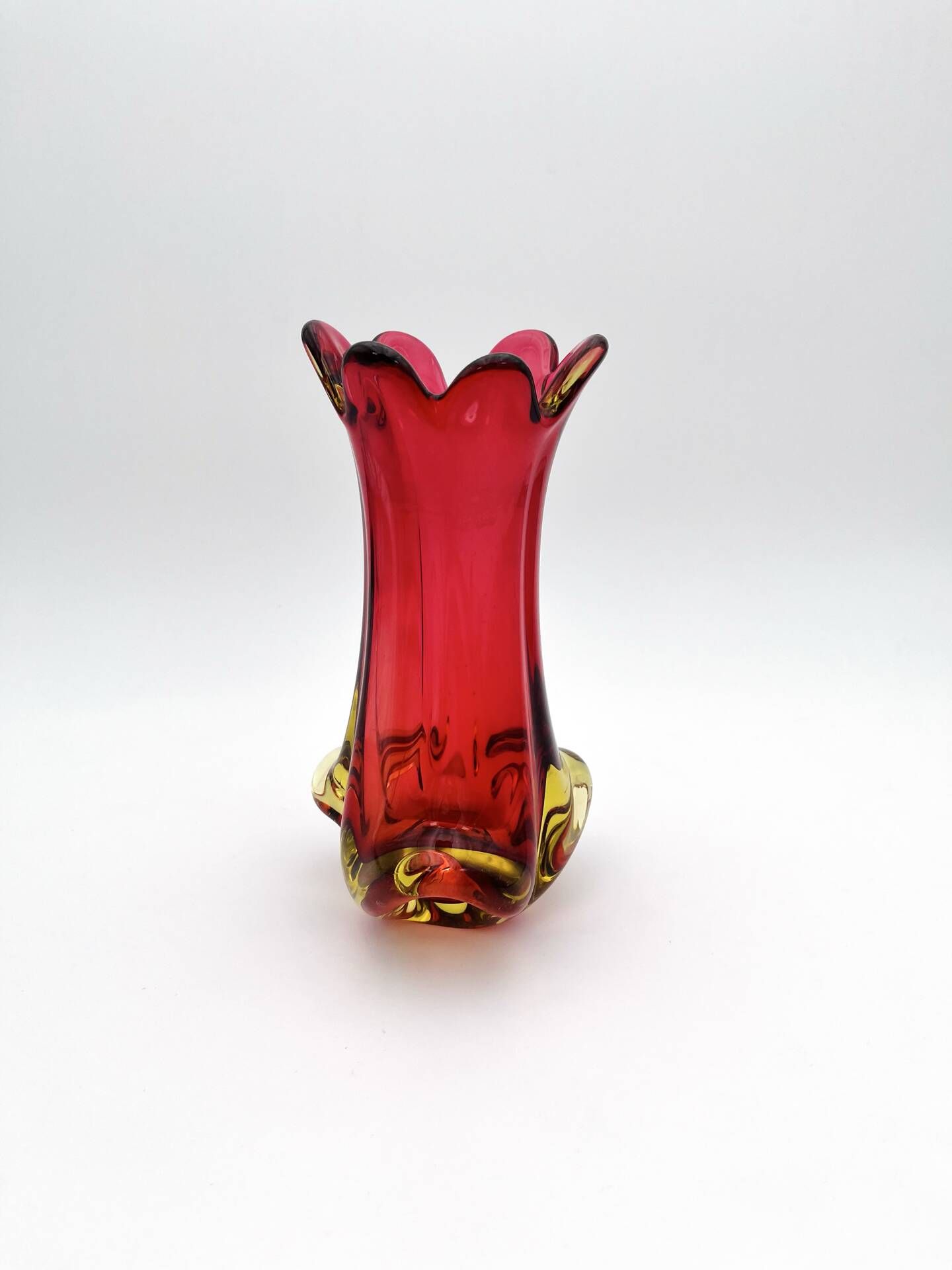 Murano Vase Organic Red Yellow 21cm 1.1kg