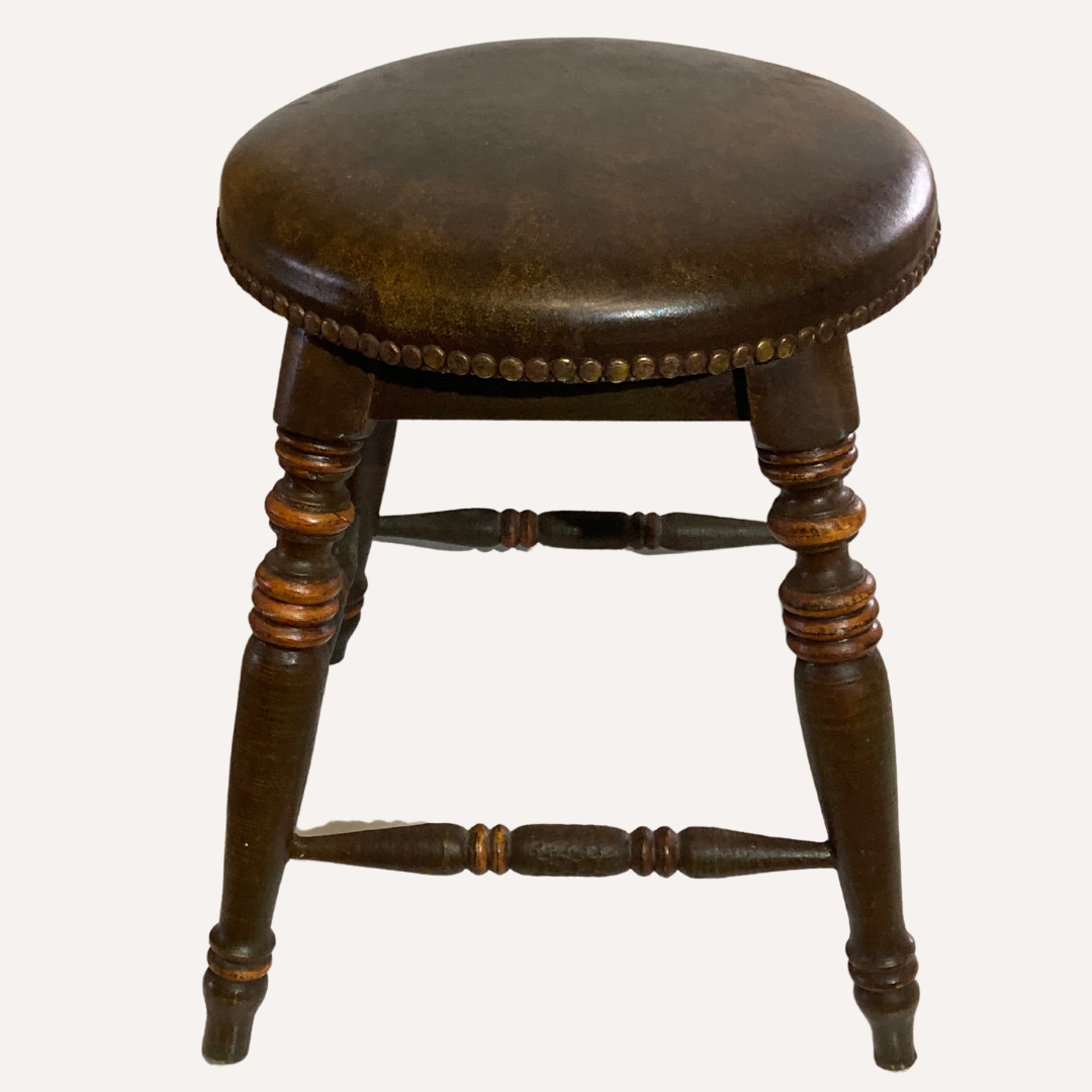 Tabouret de bar en orme bas tudor antique victorien, angleterre ca 1900