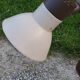 Lampadaire des années 70 en laiton doré métal laqué beige et plastique marron 2 spots