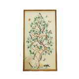 Vintage bird embroidered paint with wooden frame