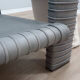 Marzio Cecchi armchair in ribbed Leather and goose down cushions 1970s