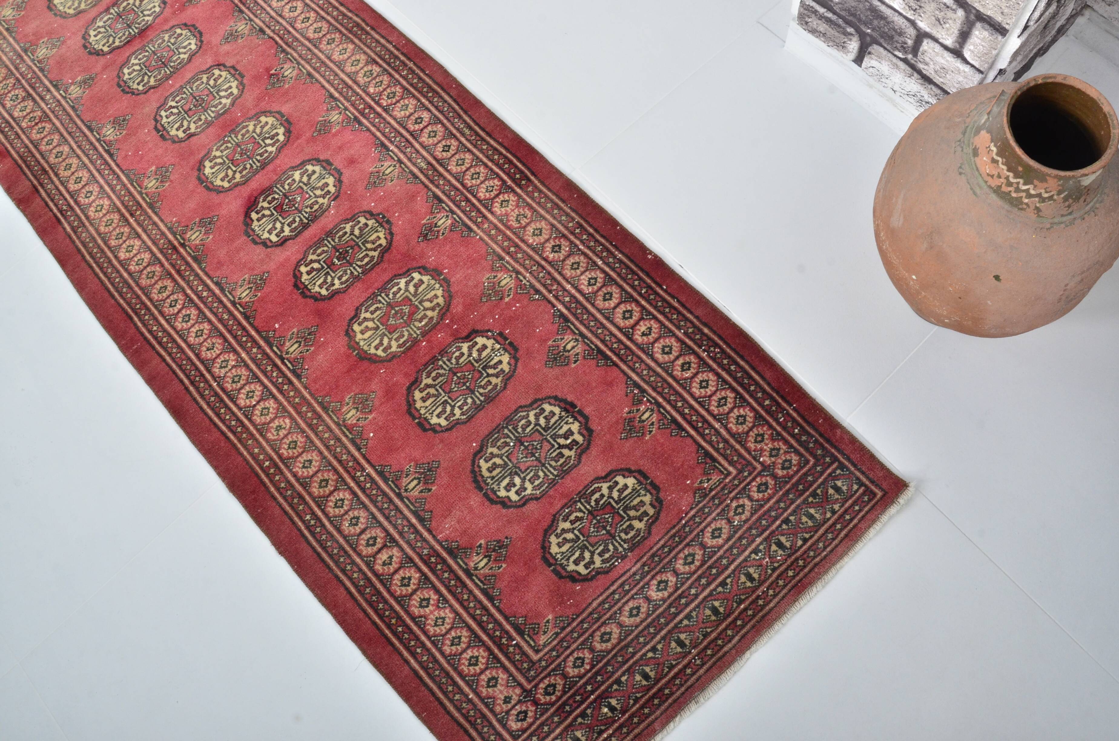 Tapis de couloir turc en laine rouge