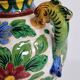 Vase with two handles "dolphins" decorated with flowers, Italy, 30 cm