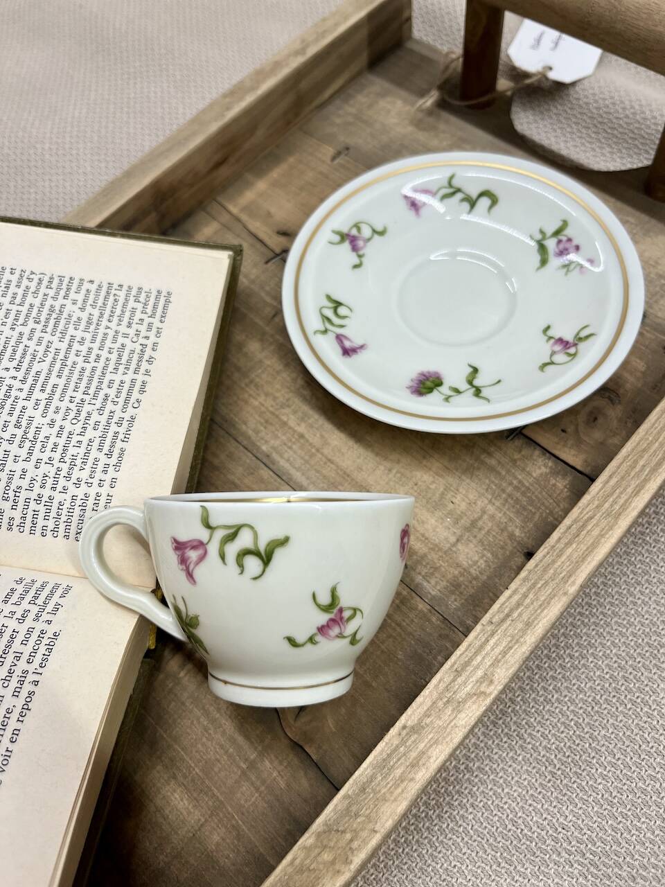 Set of 12 purple floral coffee cups in Limoges porcelain - Théodore Haviland