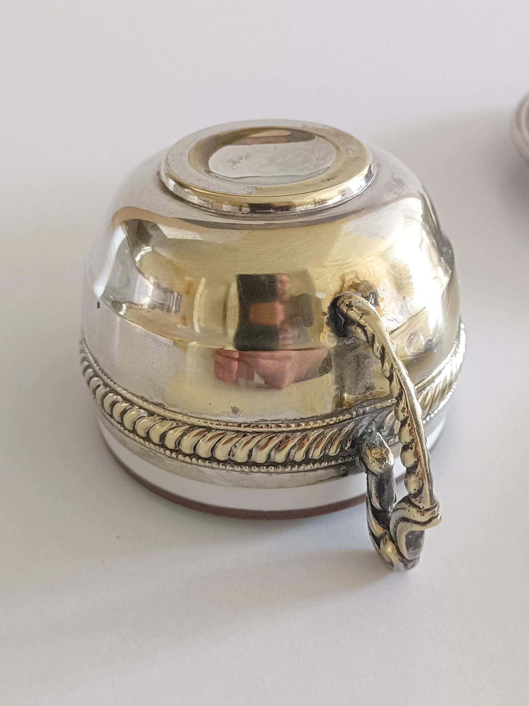 Victorian Alpaca Silver Tea or Coffee Pair of Cups and Plates, England 19th C.