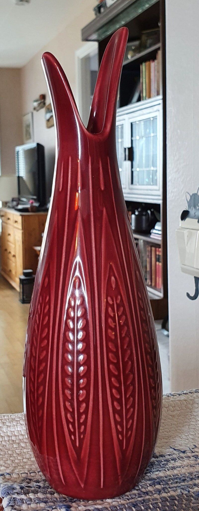 Scandinavian red ceramic vase by gunnar nylund for rorstrand - 1960