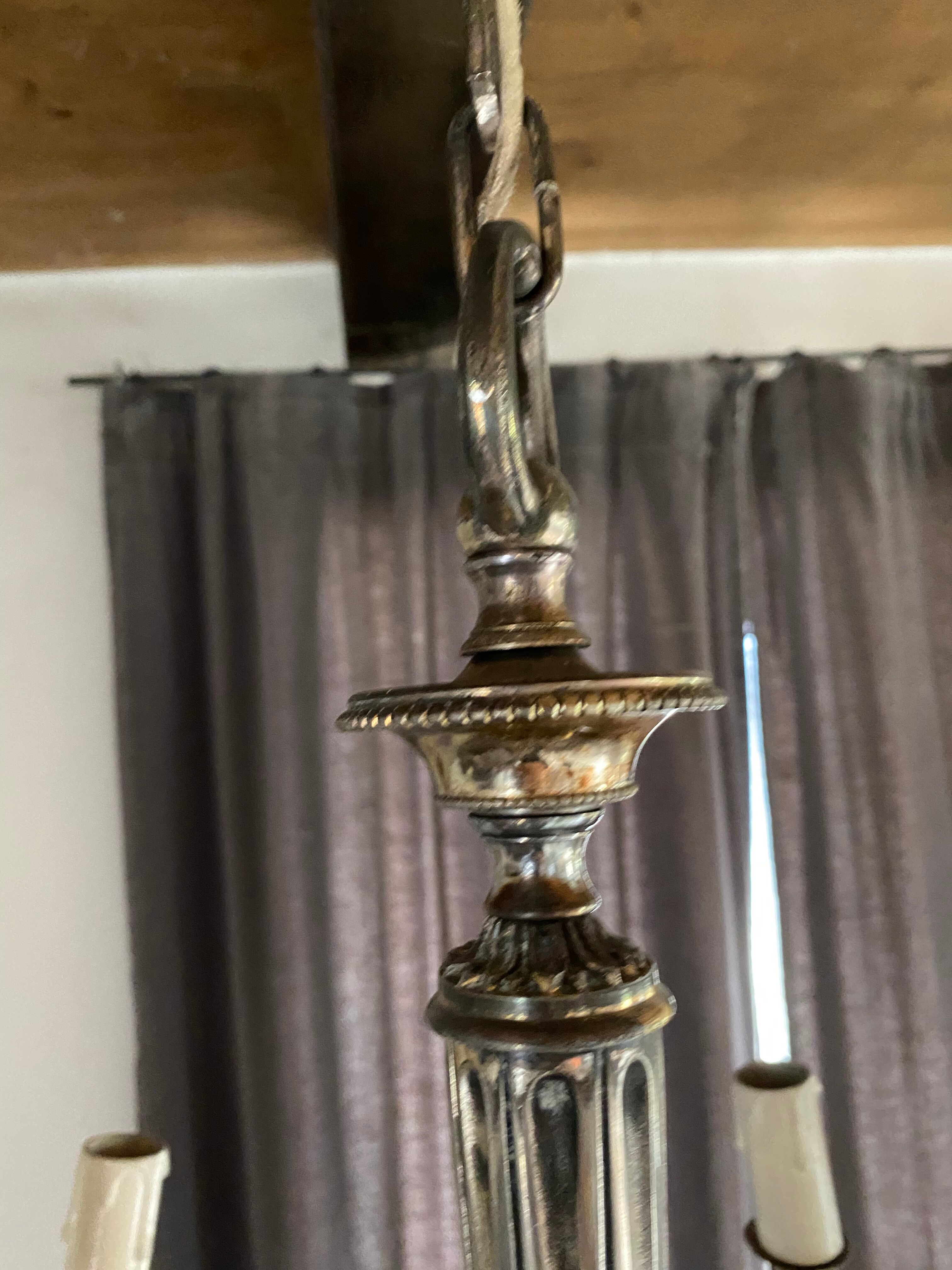 Neo-classical chandelier silver metal