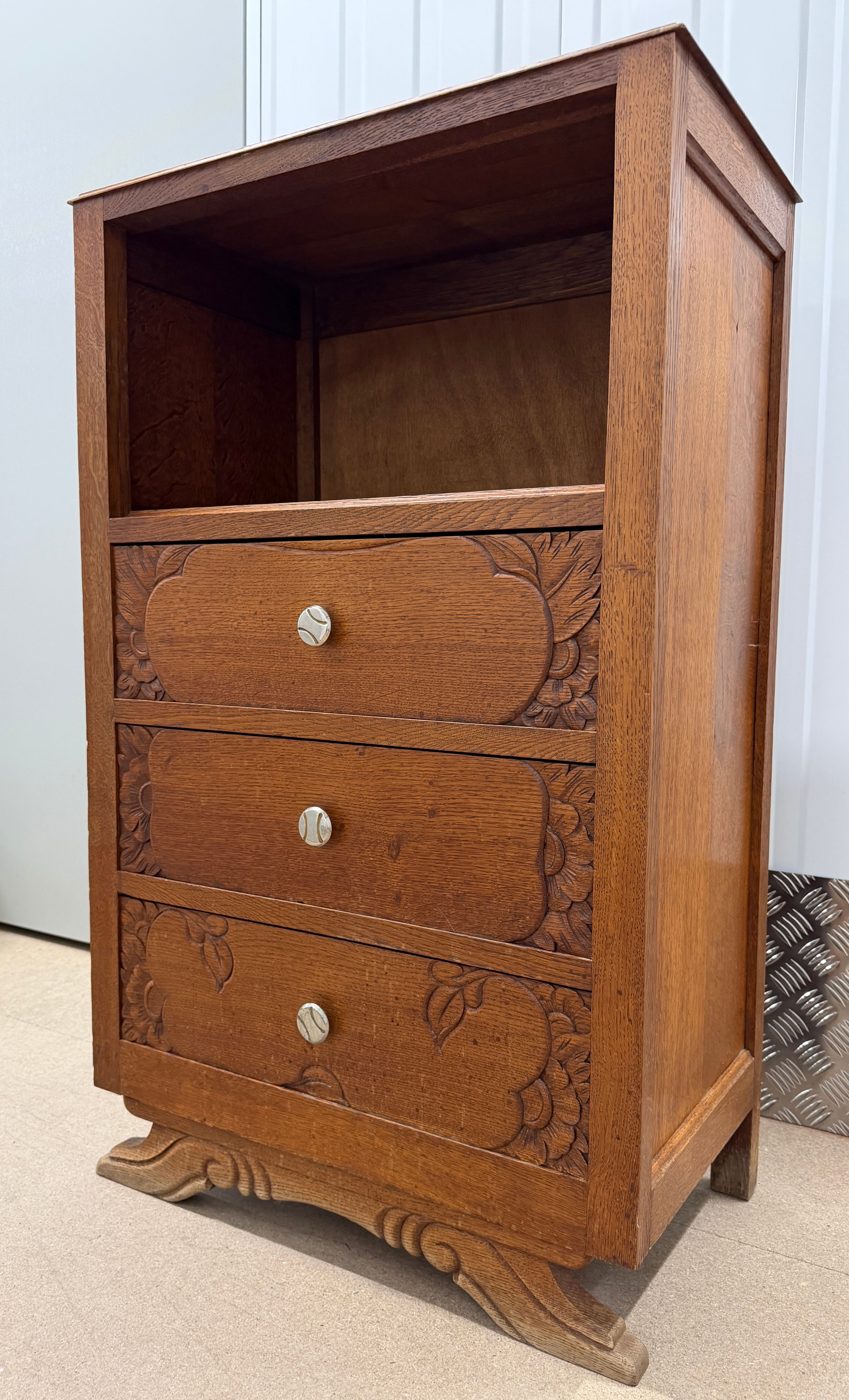 Meuble d’appoint ancien Art déco 1930 (type confiturier / chiffonnier)