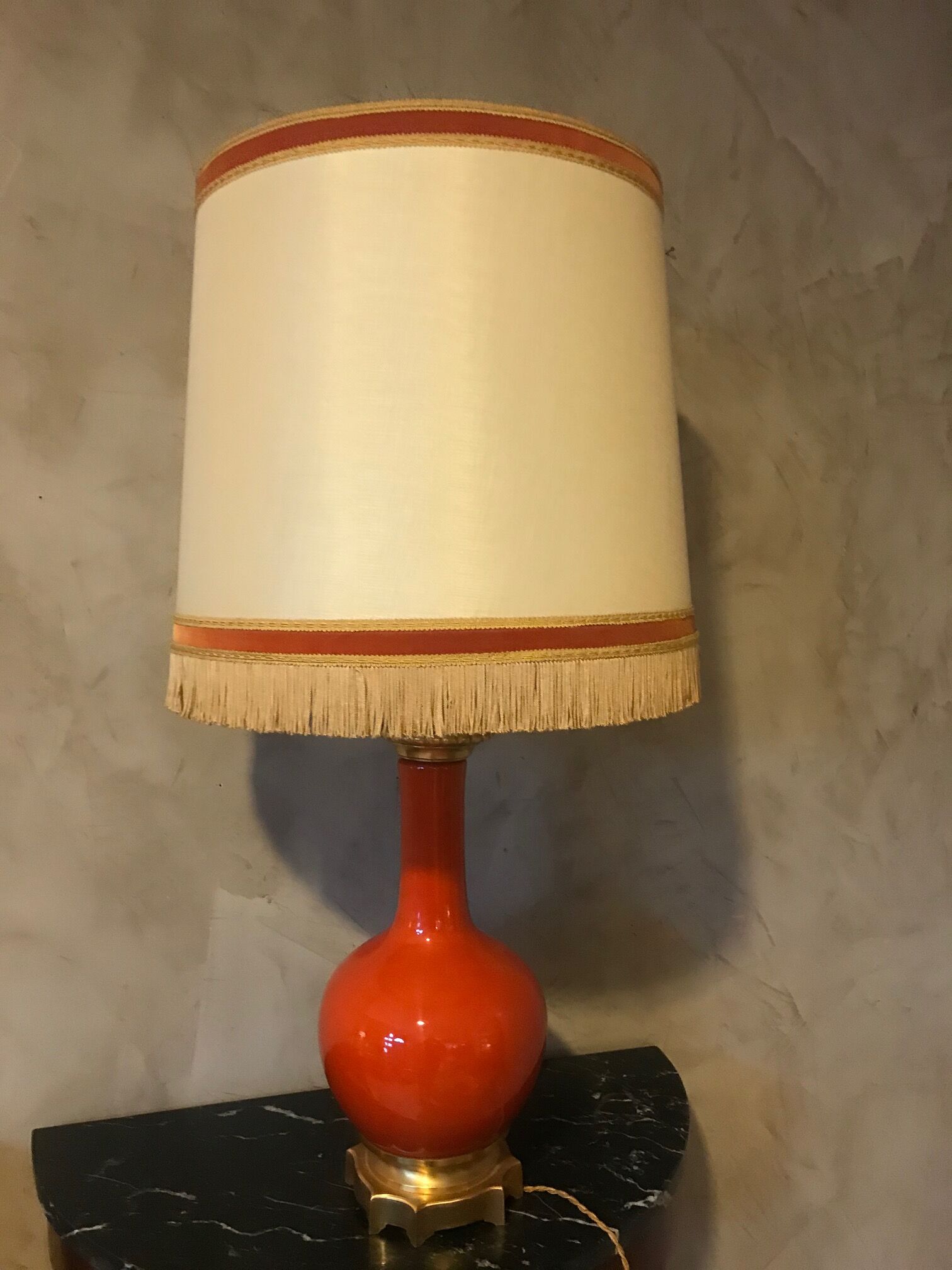 Orange opaline lamp 1920