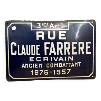 Plaque de rue "Claude Farrere"