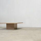 George Mathias square travertine and brass coffee table