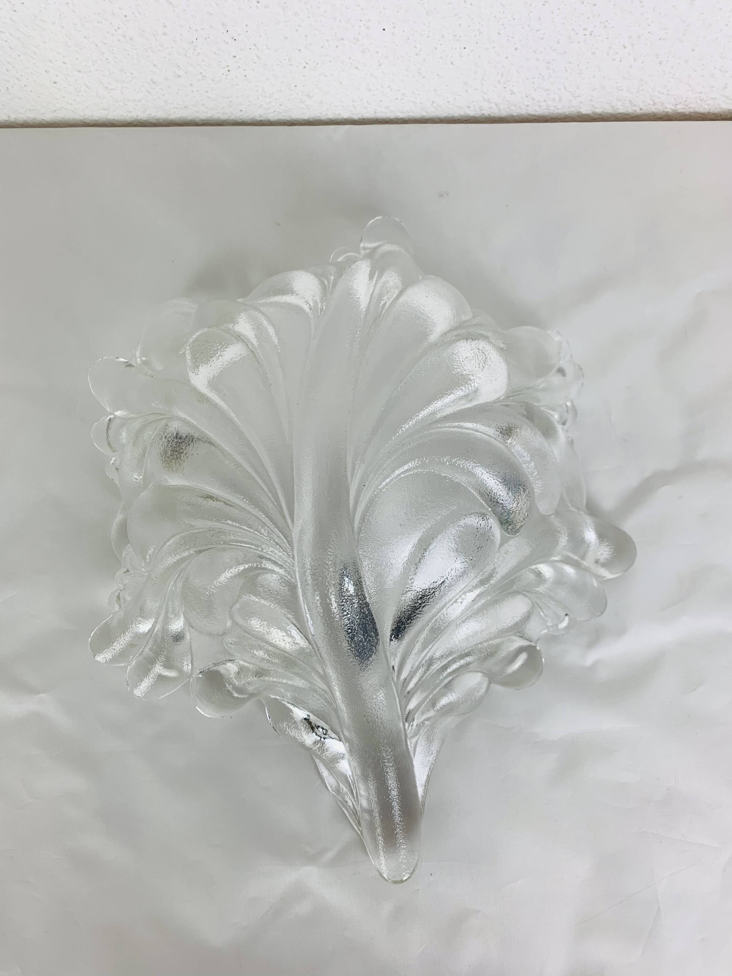 Vintage glass leaf salad bowl or fruit bowl