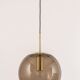 Large smoked glass ball pendant by Limburg in brass, Germany, 1970s.