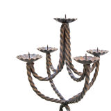 Vintage church brutalist hand forged iron candle holder