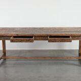 Magnificent and robust antique farmhouse dining table made of pine wood