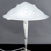 Important Art Deco lamp, nickel-plated bronze, Schneider glass, Fr, c. 1930