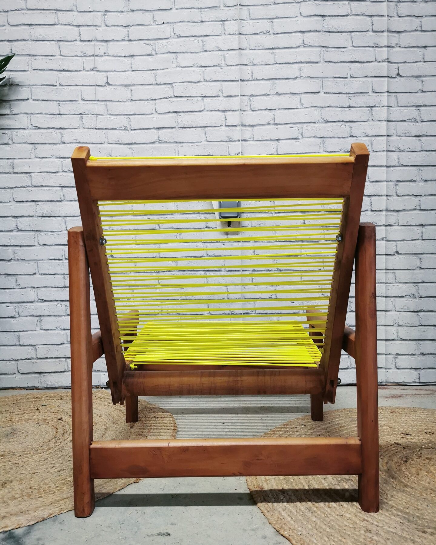 Wooden and scoubidou armchair