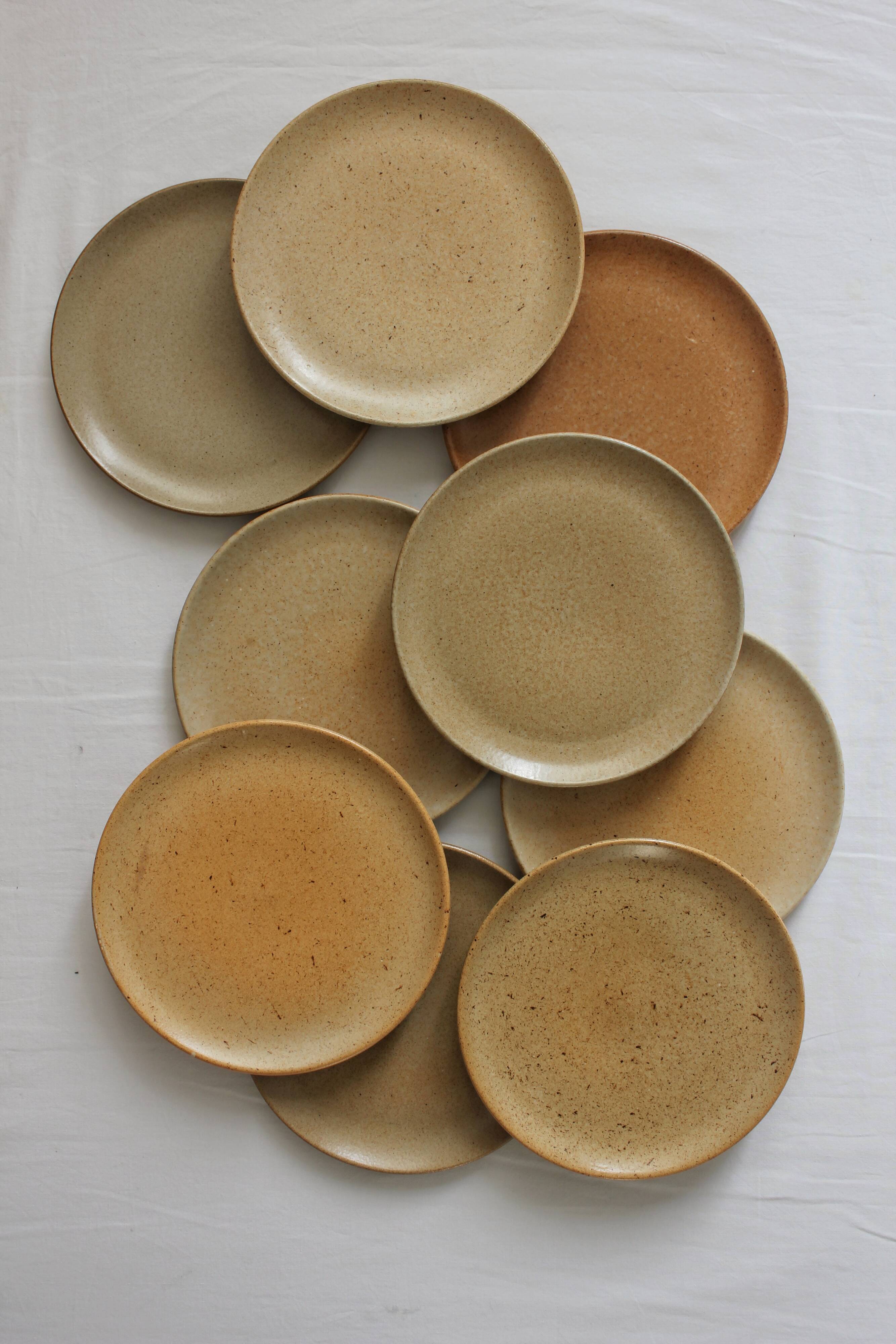 9 vintage stoneware dessert plates