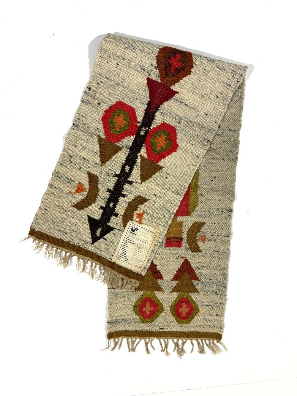 Woolen kelim wall hanging table runner Poland 1970’s